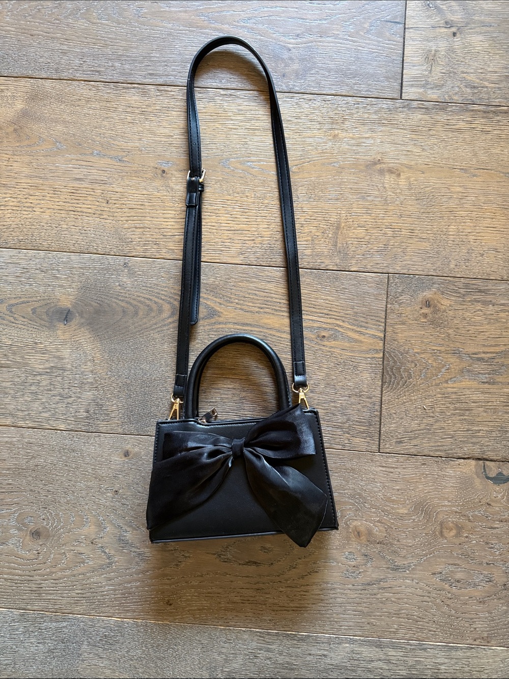 Black Bow Accent Mini Crossbody Tote - Unbranded